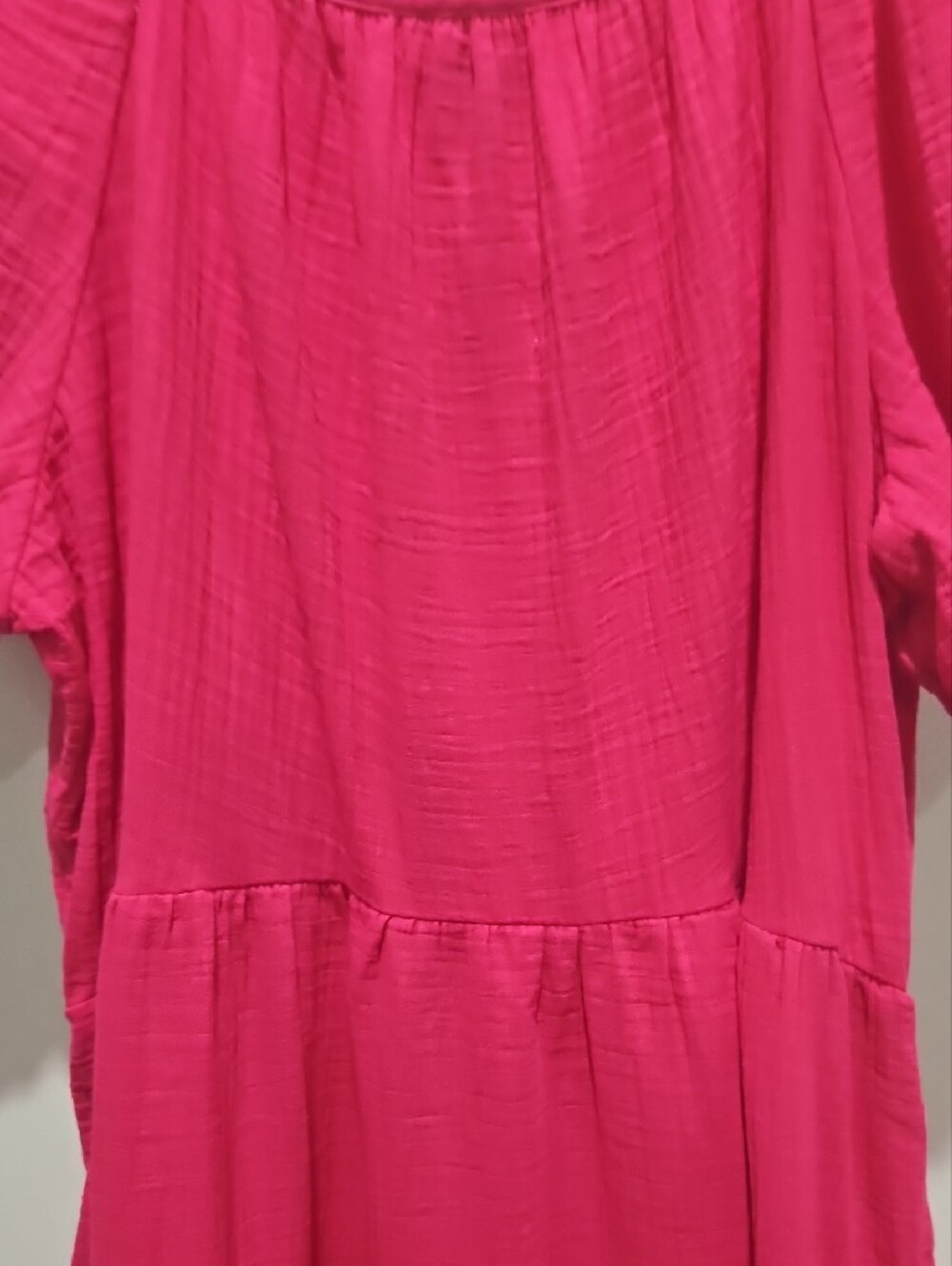 Universal Thread Hot Pink Puff-Sleeve Tiered Dress - Picture 8 of 11